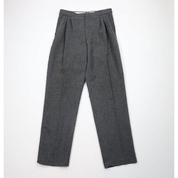 Vtg 90s Streetwear Mens 32x34 Pleated Tweed Wide Leg Chino